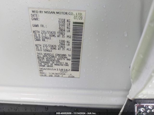 5N1AZ2DJ2LN158562 Nissan Murano Platinum Fwd