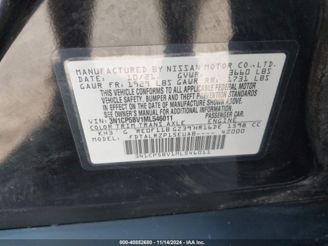 3N1CP5BV1ML546011 Nissan Kicks S Xtronic Cvt