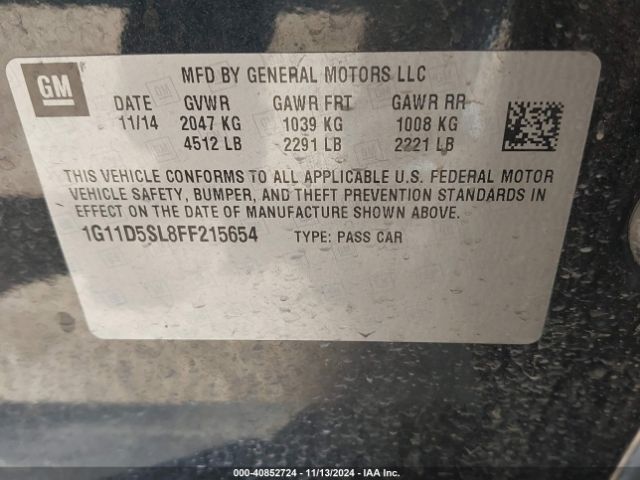 1G11D5SL8FF215654 Chevrolet MALIBU 2LT