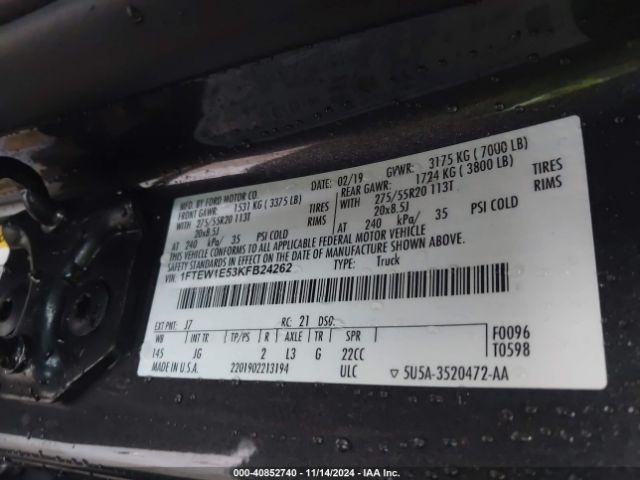 1FTEW1E53KFB24262 Ford F-150 Xl