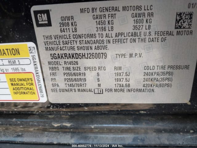 5GAKRAKD5HJ260079 Buick Enclave Convenience