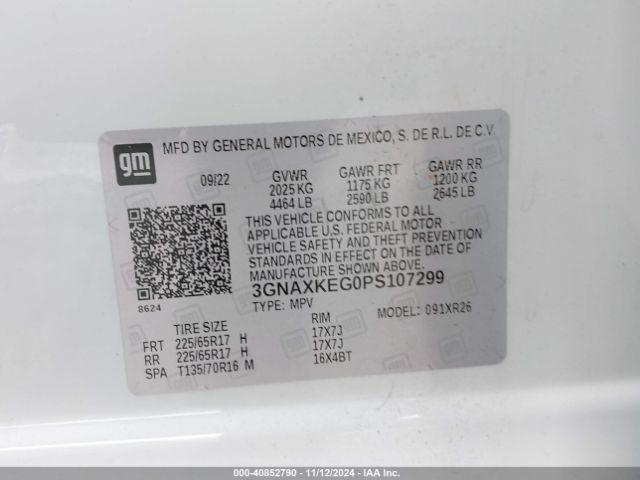 3GNAXKEG0PS107299 Chevrolet Equinox Fwd Lt