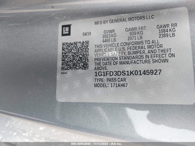 Chevrolet Camaro 3lt 2019 1G1FD3DS1K0145927 Image 9