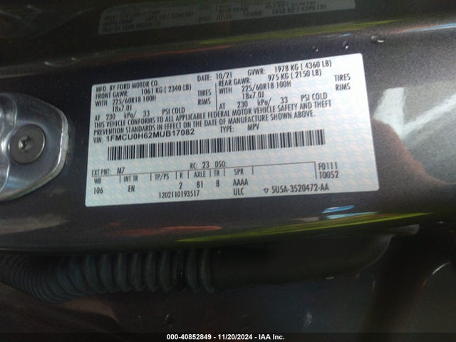 Ford ESCAPE SEL 2021 1FMCU0H62MUB17082 Image 9