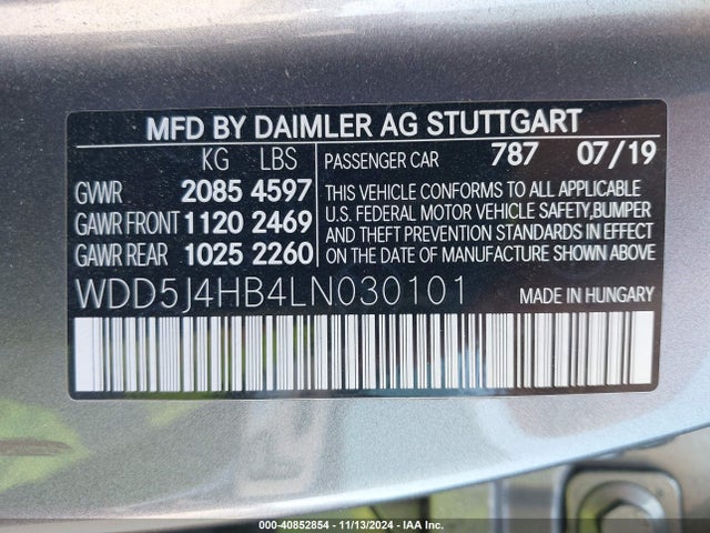 WDD5J4HB4LN030101 Mercedes-Benz CLA 250 4MATIC
