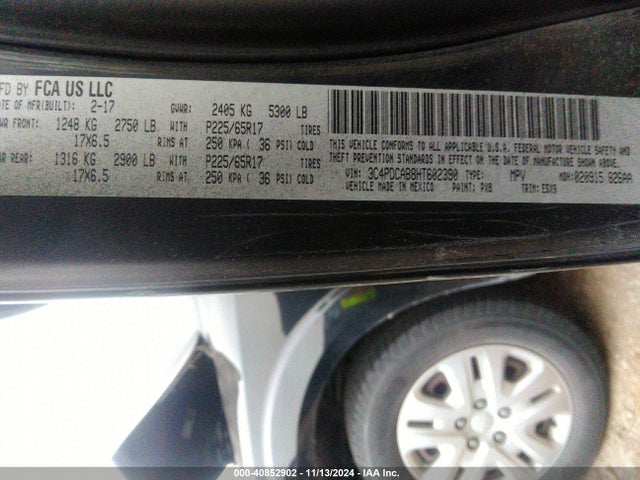 Dodge JOURNEY SE 2017 3C4PDCAB8HT602390 Image 9