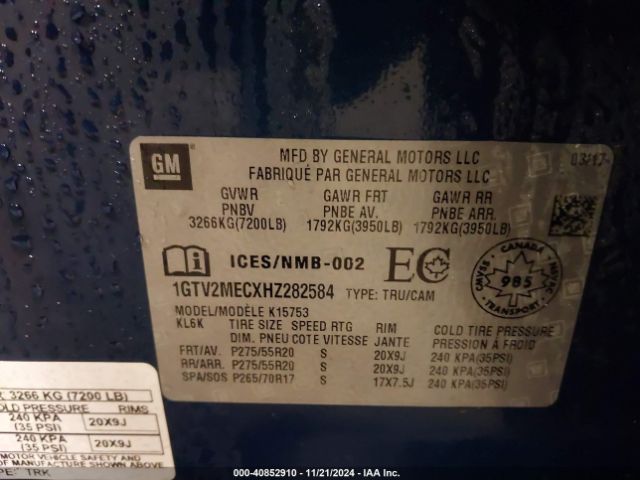 1GTV2MECXHZ282584 GMC Sierra 1500 Sle