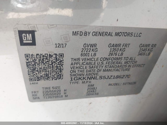 1GKKNNLS5JZ186270 GMC Acadia Slt-2