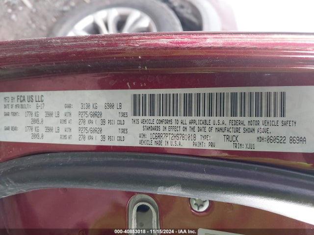 RAM 1500 2017 1C6RR7PT2HS781018 Image 9