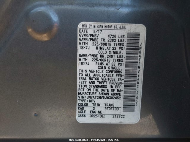 Nissan Rogue Sl 2018 JN8AT2MV9JW302452 Image 9