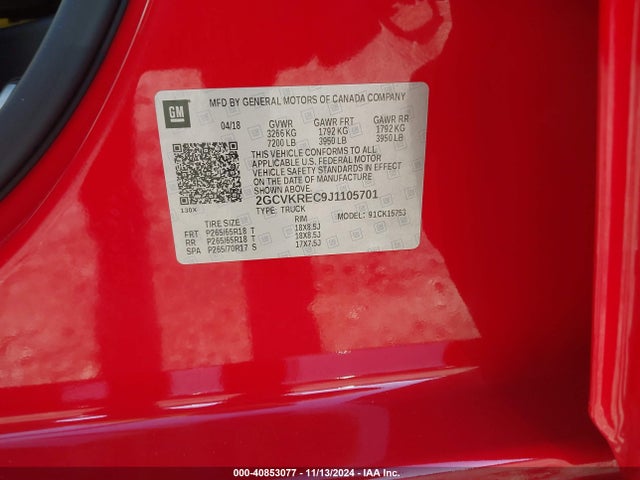 Chevrolet Silverado 1500 2lt 2018 2GCVKREC9J1105701 Image 9