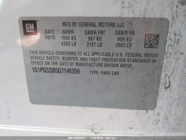 1G1PG5SB5G7146359 Chevrolet Cruze Limited Ltz Auto