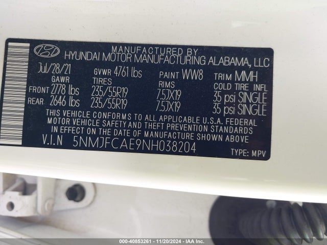 Hyundai TUCSON SEL 2022 5NMJFCAE9NH038204 Image 9