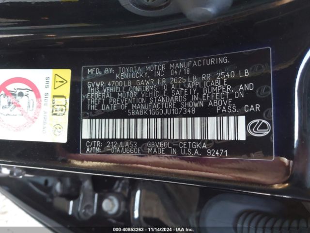 58ABK1GG0JU107348 Lexus ES 350