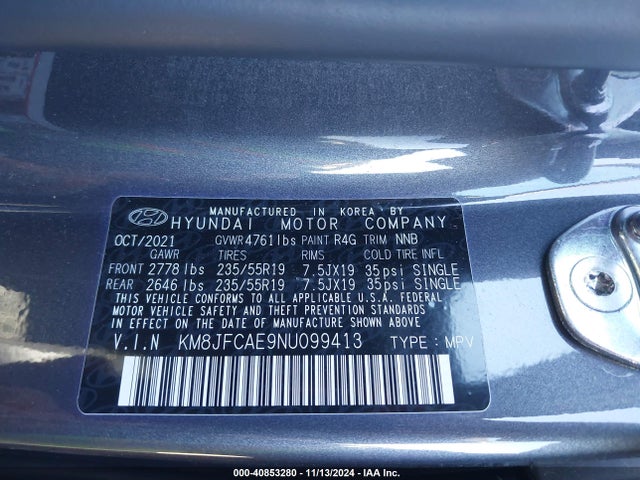 KM8JFCAE9NU099413 Hyundai Tucson N Line