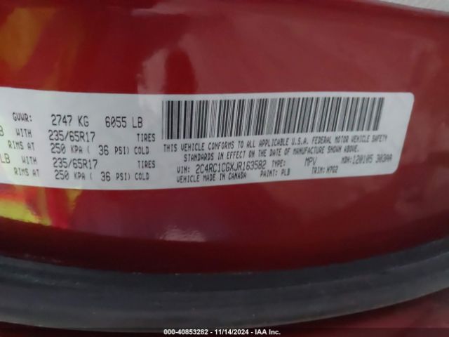 2C4RC1CGXJR163582 Chrysler Pacifica Lx