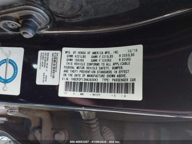 1HGCR2F13HA080643 Honda Accord Sport Se
