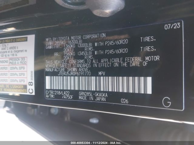 JTEKU5JR0P6191770 Toyota 4runner Limited