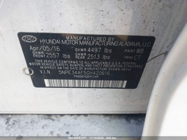 5NPE34AF5GH420616 Hyundai Sonata Sport