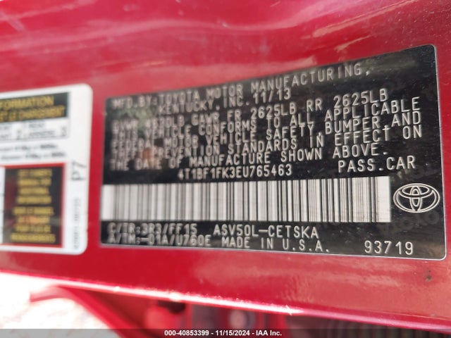 Toyota CAMRY SE 2014 4T1BF1FK3EU765463 Image 9