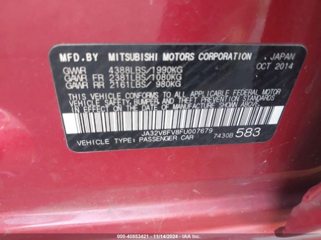JA32V6FV8FU007679 Mitsubishi Lancer Ralliart
