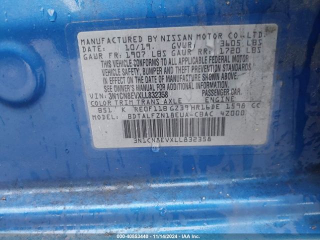 3N1CN8EVXLL832358 Nissan Versa Sv Xtronic Cvt