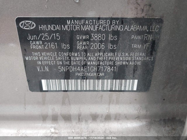 Hyundai Elantra Value Edition 2016 5NPDH4AE1GH717841 Image 9