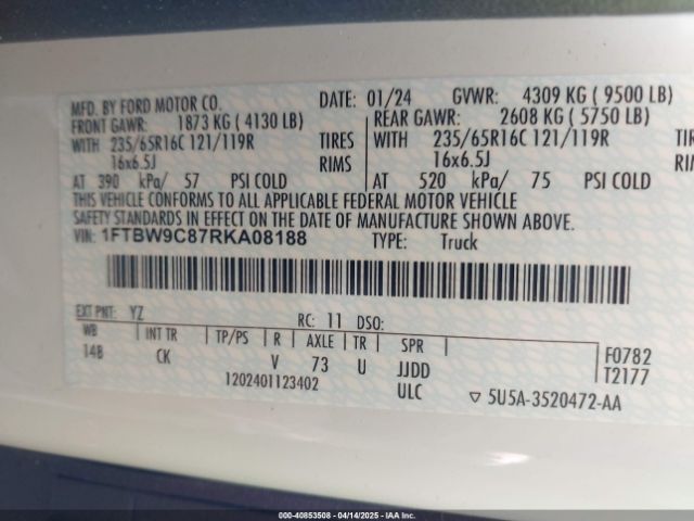 1FTBW9C87RKA08188 Ford Transit-350 Cargo Van