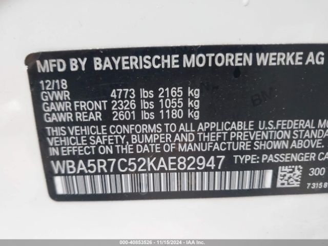 WBA5R7C52KAE82947 BMW 330i Xdrive