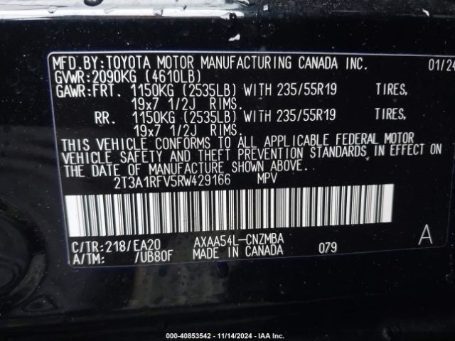 2T3A1RFV5RW429166 Toyota Rav4 Xle Premium