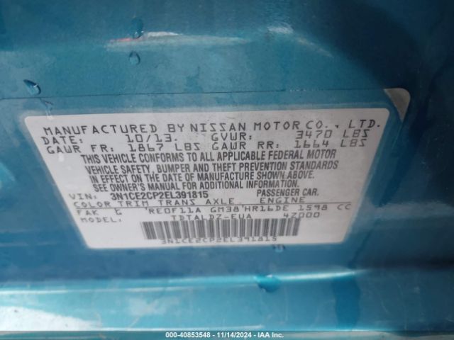 3N1CE2CP2EL391815 Nissan Versa Note Sv