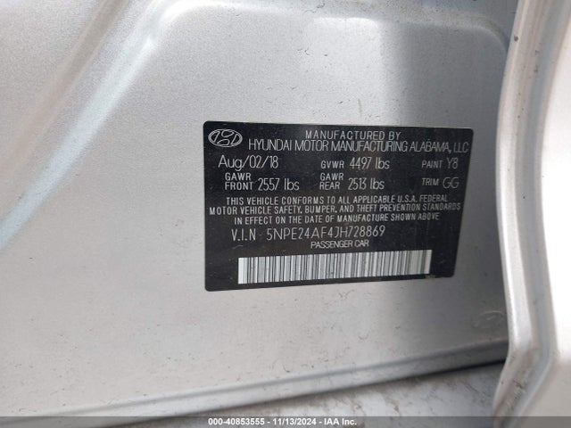 Hyundai SONATA SE 2018 5NPE24AF4JH728869 Image 9