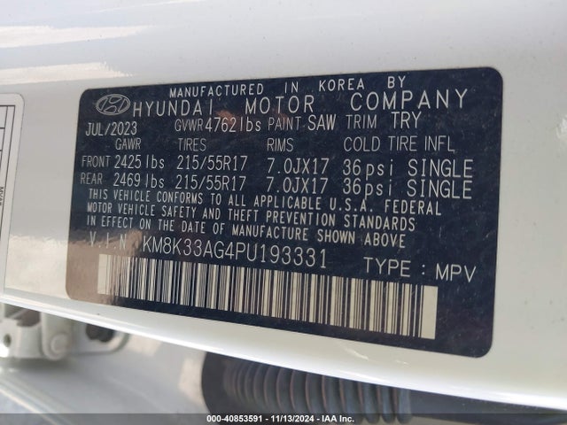 KM8K33AG4PU193331 Hyundai Kona Electric Sel