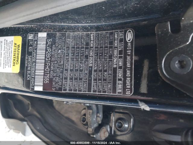 SALVR2BG1FH017555 Land Rover Range Rover Evoque Pure