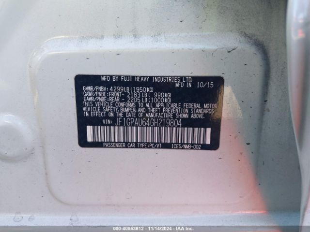 JF1GPAU64GH219804 Subaru Impreza 2.0i Sport Limited