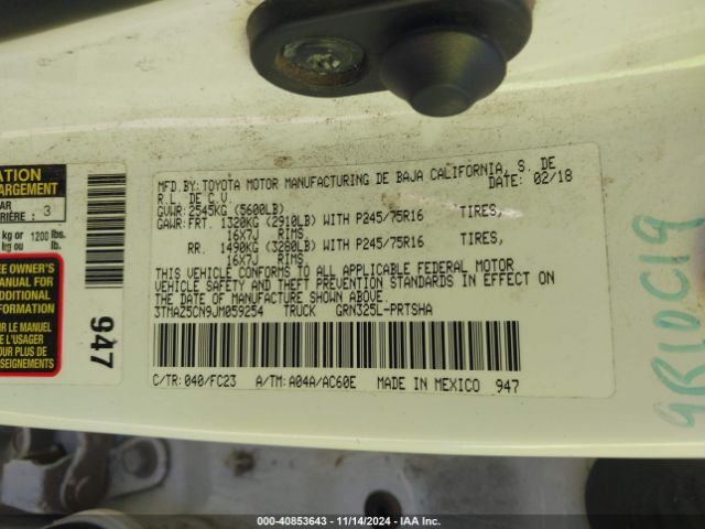 3TMAZ5CN9JM059254 Toyota Tacoma Sr5 V6