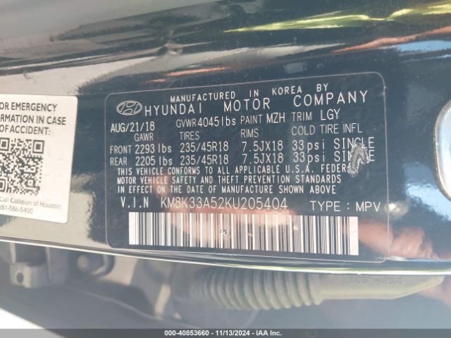 KM8K33A52KU205404 Hyundai Kona Limited
