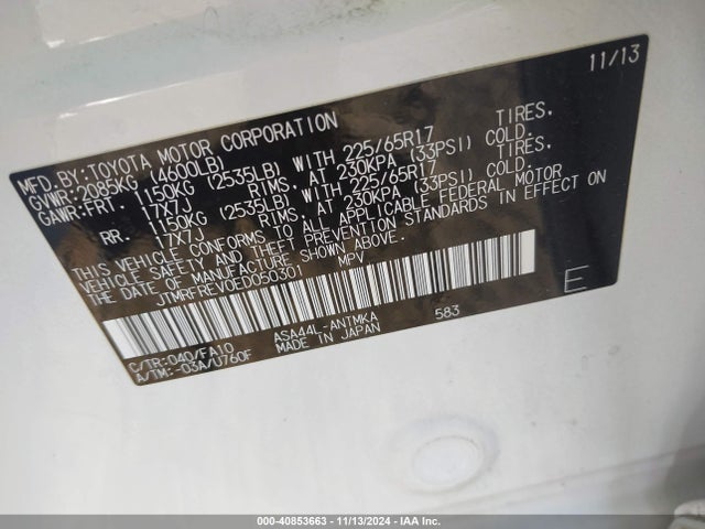 JTMRFREV0ED050301 Toyota Rav4 Xle