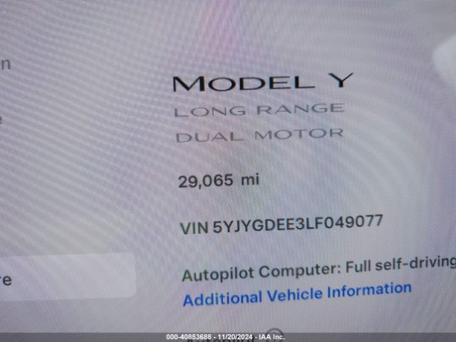 5YJYGDEE3LF049077 Tesla Model Y Long Range Dual Motor All-wheel Drive