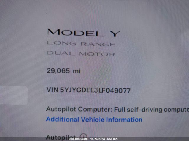 5YJYGDEE3LF049077 Tesla Model Y Long Range Dual Motor All-wheel Drive