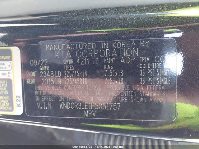 KNDCR3LE1P5051757 KIA Niro Ex Touring
