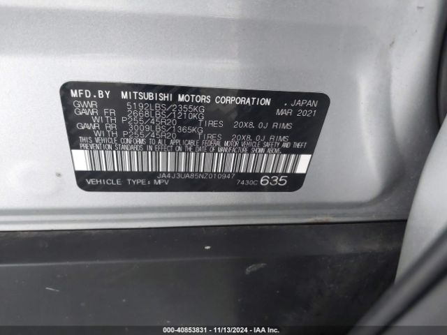 JA4J3UA85NZ010947 Mitsubishi Outlander Black Edition 2wd/se 2.5 2wd/se Launch Edition 2wd
