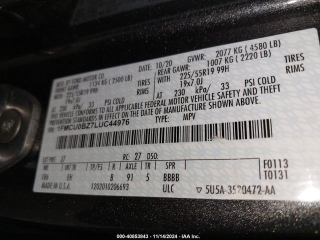 1FMCU0BZ7LUC44976 Ford Escape Se Sport Hybrid
