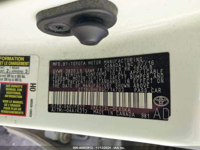 2T1BURHE6GC714703 Toyota Corolla S Plus