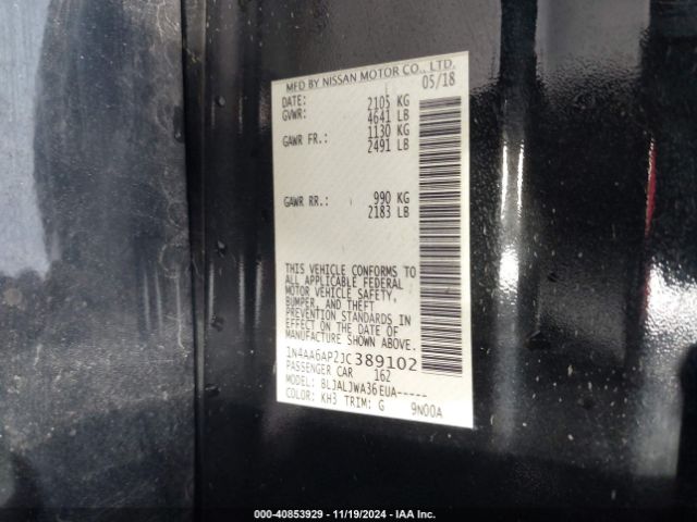 1N4AA6AP2JC389102 Nissan Maxima 3.5 Sv