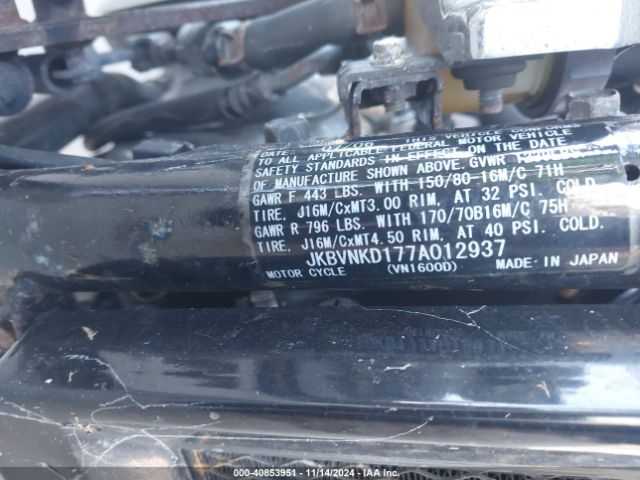 2007 KAWASAKI VN1600 JKBVNKD177A012937 Photo 9