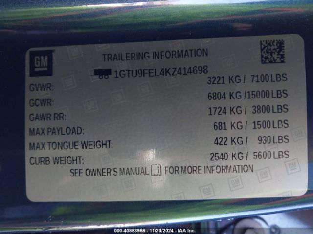 1GTU9FEL4KZ414698 GMC Sierra 1500 Denali