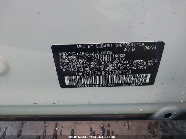 Subaru Wrx Premium 2024 JF1VBAH63R9806069 Image 9