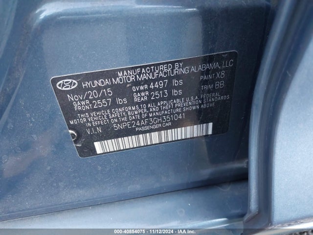 Hyundai SONATA SE 2016 5NPE24AF3GH351041 Image 9