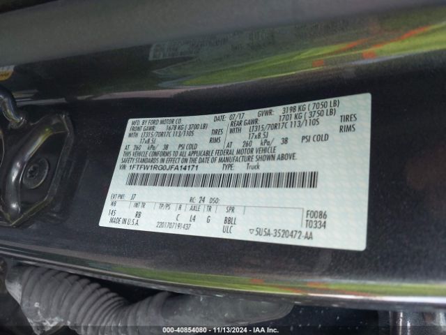 1FTFW1RG0JFA14171 Ford F-150 Raptor